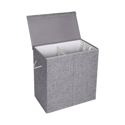 In And OutdoorMatch Wasmand met deksel Jacinto - Met handvatten - Wasbox - Rechthoek - Wassorteerder - Linnen - 60x36x66cm Wasmand