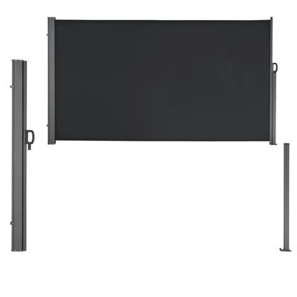 In And OutdoorMatch Windscherm Sierra - Uitschuifbare Zijluifel - 300x160 cm - Antraciet en Zwart - Staal en Stof Sunshade