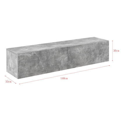 In And OutdoorMatch Zwevende Kast Luisa - 140x33x30 cm - Betonlook - Spaanplaat - Decoratief Design Kast