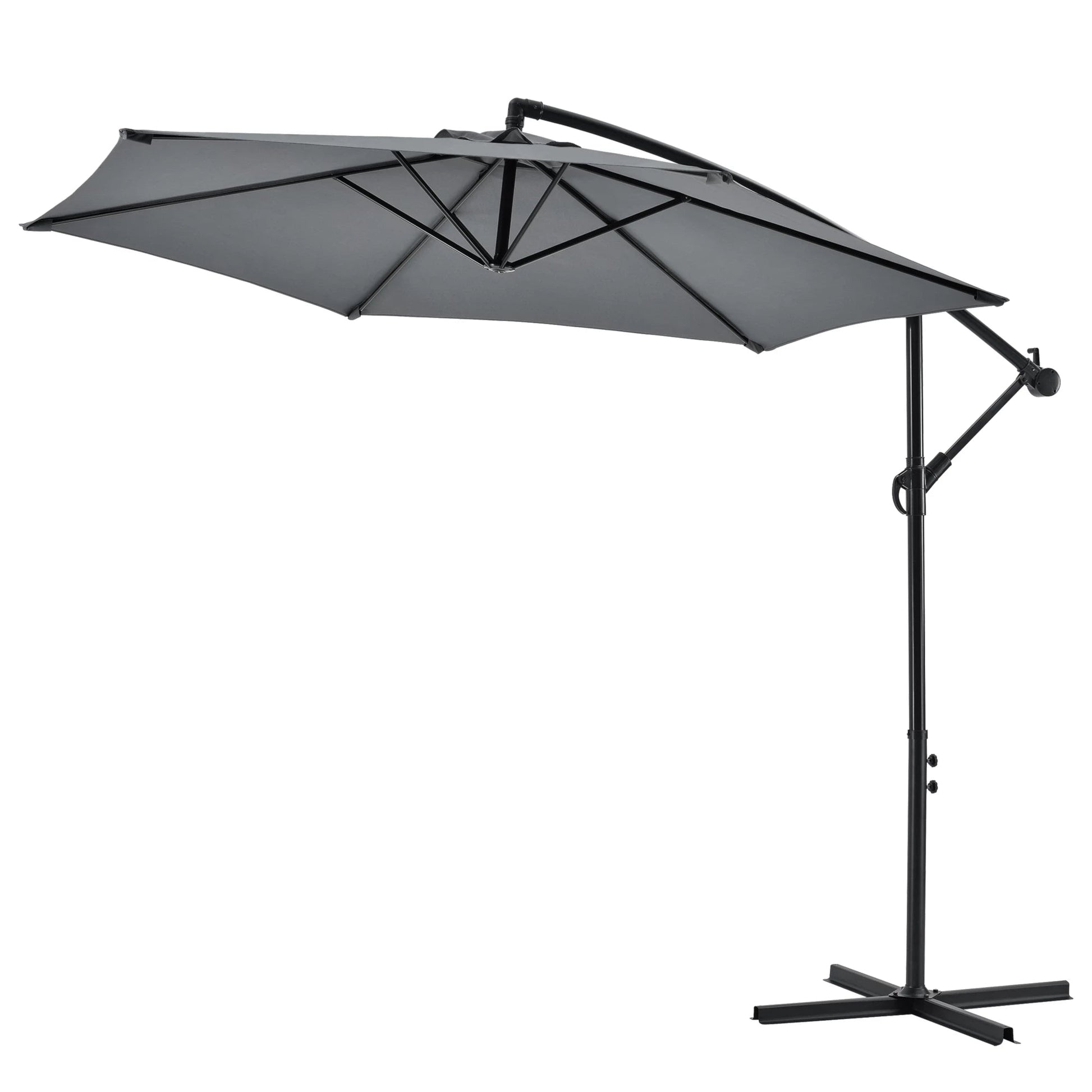 In And OutdoorMatch Zwevende Parasol Addie - Staal - Ø 270x245 cm - Incl. Grijze basis - Waterafstotend - Luxe uitstraling Sunshade