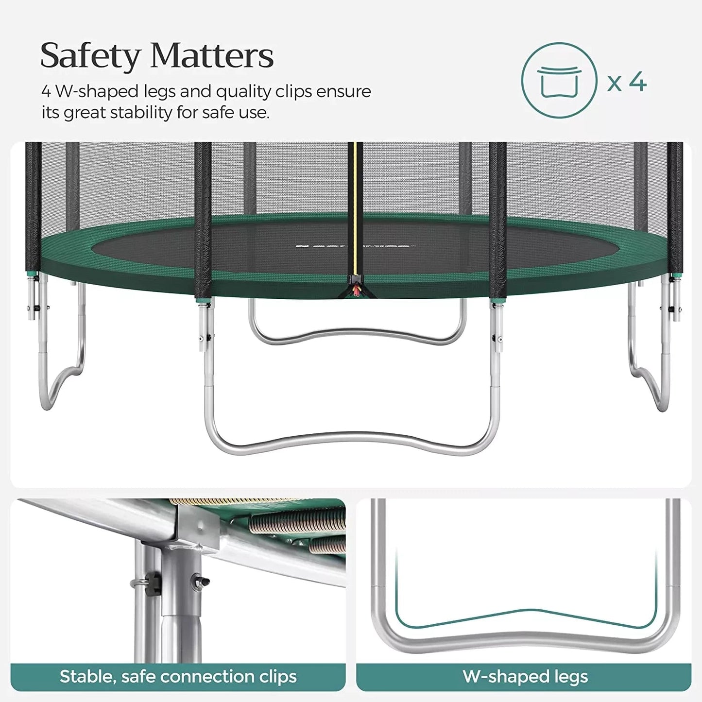 In And OutdoorMatch trampoline met veiligheidsnet Melody - tuintrampoline - 366 cm - ronde trampoline - met veiligheidsnet - met ladder - Zwart Groen Trampoline