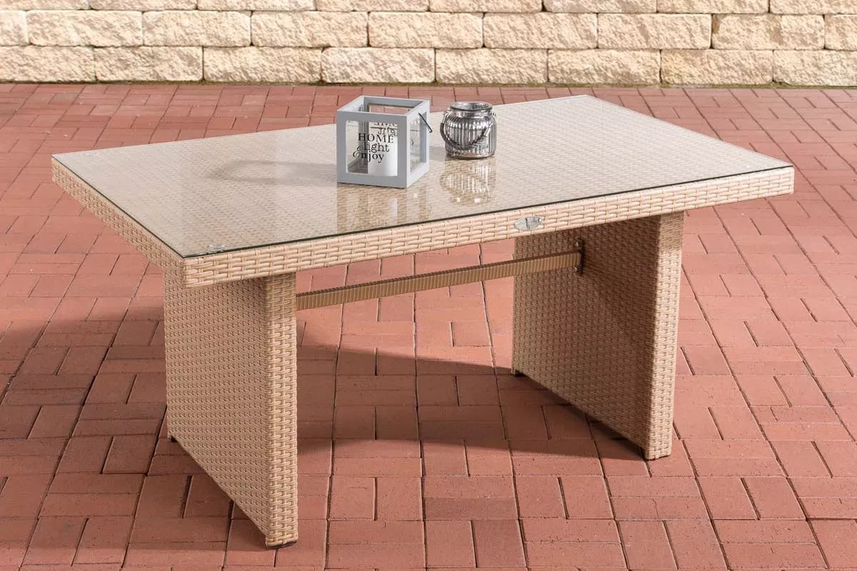 In And OutdoorMatch tuintafel Johann - tuintafel kunststof - tuintafels - tafel - Glazen tafel - 66 x 137 x 79 cm Garden Table