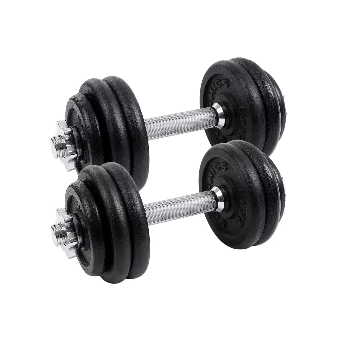 In And OutdoorMatch verstelbare kunststof halter Rossie - gewichten - dumbells Rossie - dumbells verstelbaar - met verbindende stalen buis - 2 x 15 kg - 35 x 14 cm Dumbell set