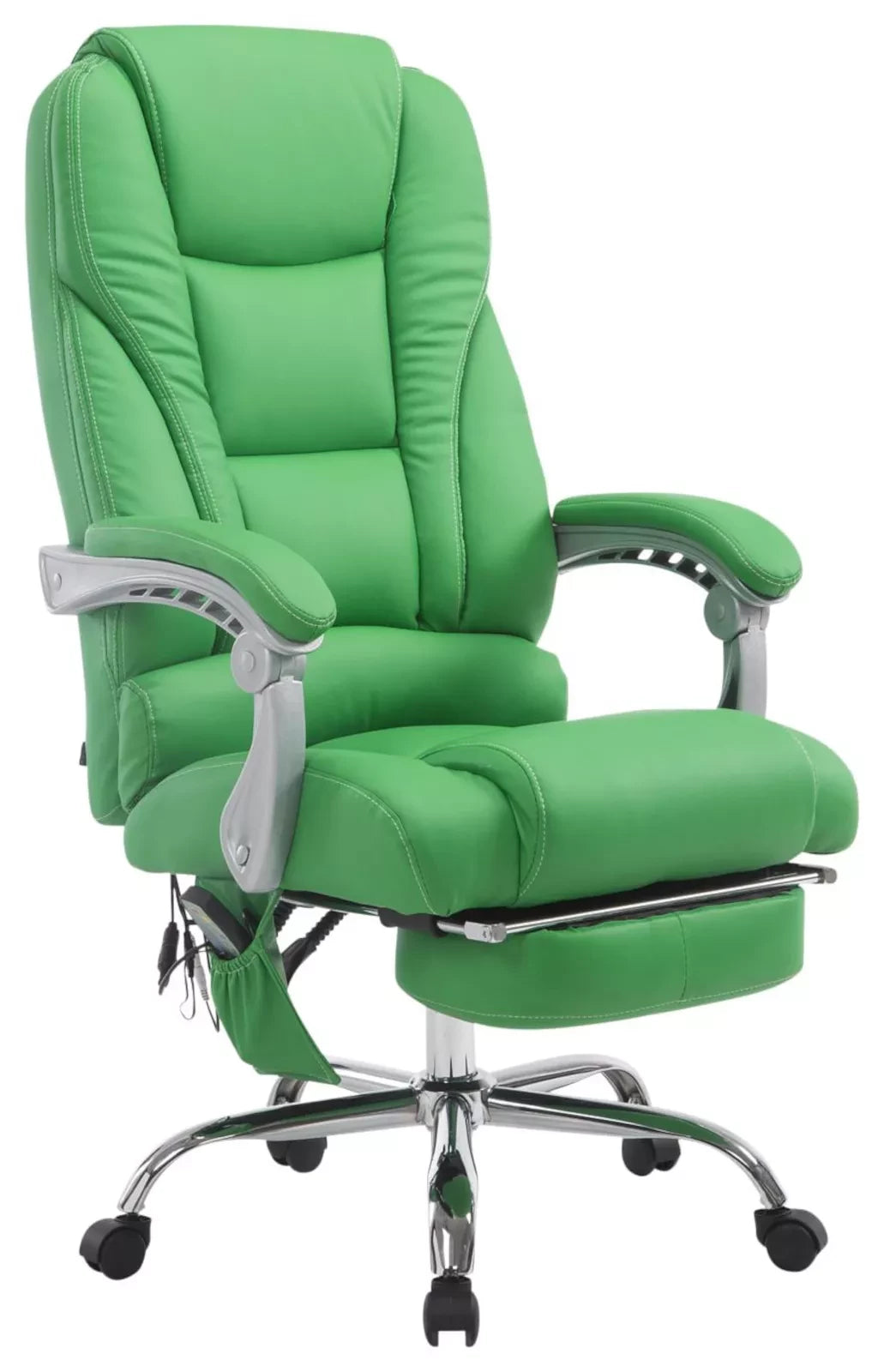 In En OutdoorMatch Ergonomische Bureaustoel Elise met massagefunctie - Lange Rugleuning - Groen - Zithoogte 47-56cm - Kunstleer - Op Wielen - Voor Volwassenen Bureaustoel