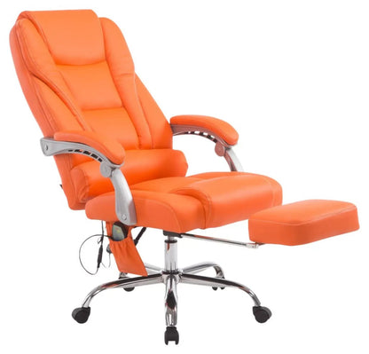 In En OutdoorMatch Ergonomische Bureaustoel Evalyn met massagefunctie - Lange Rugleuning - Oranje - Zithoogte 47-56cm - Kunstleer - Op Wielen - Voor Volwassenen Bureaustoel