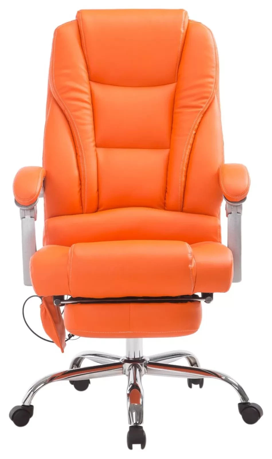 In En OutdoorMatch Ergonomische Bureaustoel Evalyn met massagefunctie - Lange Rugleuning - Oranje - Zithoogte 47-56cm - Kunstleer - Op Wielen - Voor Volwassenen Bureaustoel