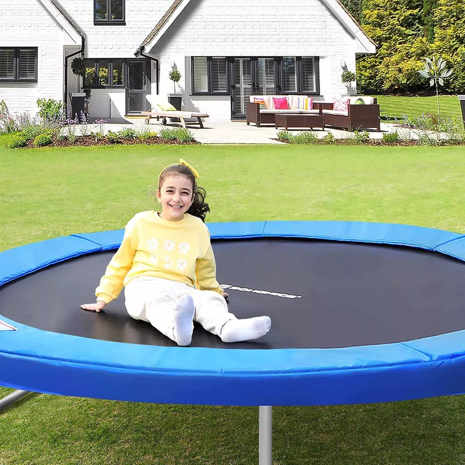 In En OutdoorMatch Trampoline Randafdekking blauw Lotte - 427cm - Beschermingspads - Veerbescherming Trampoline rand