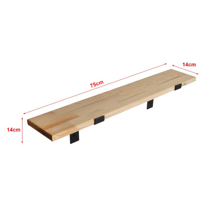 In En OutdoorMatch Wandplank Enzo - 75x14x14cm - Zwart en houtkleur - Grenen Wandplank