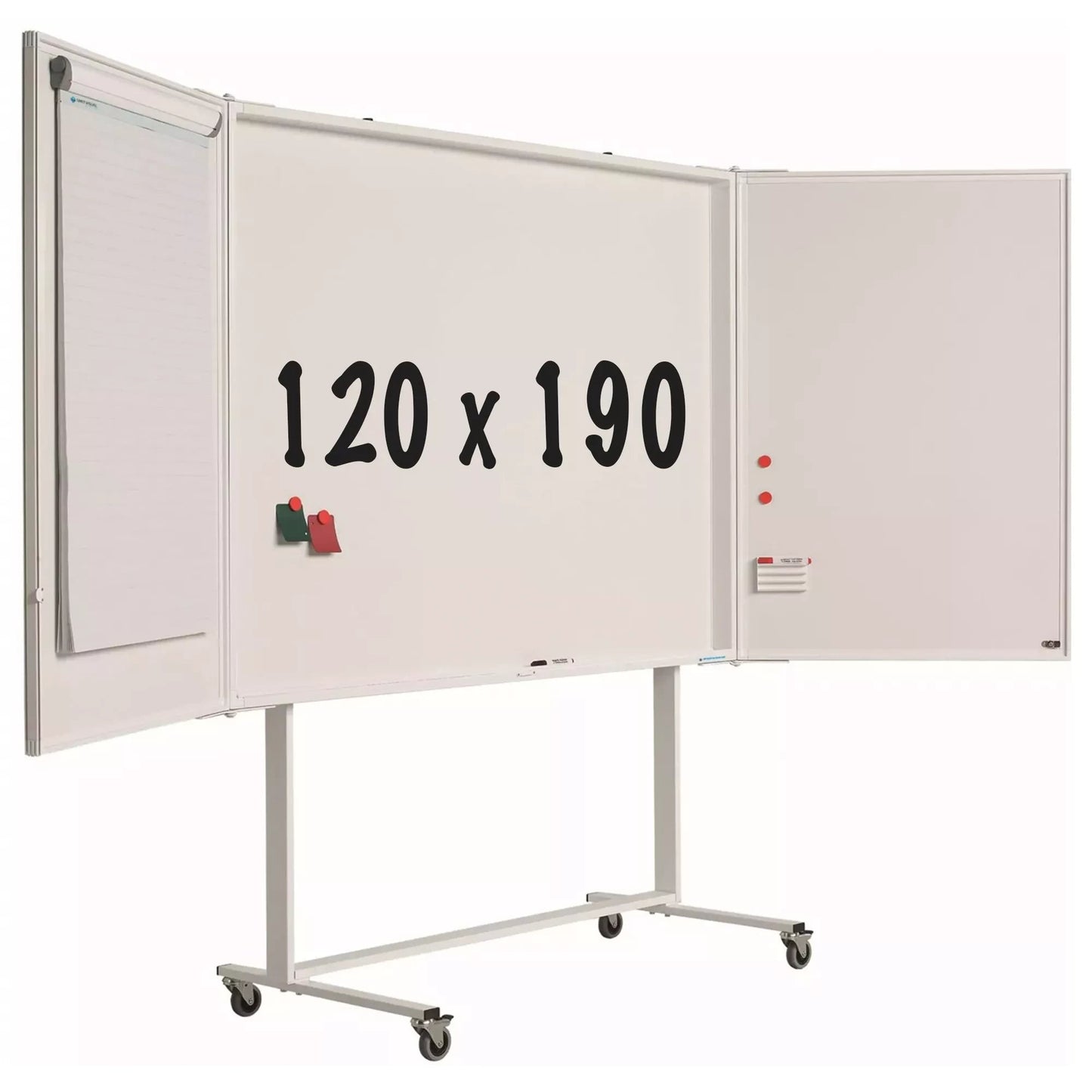 Mobiel whiteboard PRO Evangeline - Vijfzijdig - Emaille staal - Weekplanner - Maandplanner - Jaarplanner - Magnetisch - Wit - 120x190cm Whiteboards