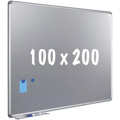 Silverboard deluxe designprofiel Stanley - Magnetisch - Metallic zilver - 100x200cm Whiteboards