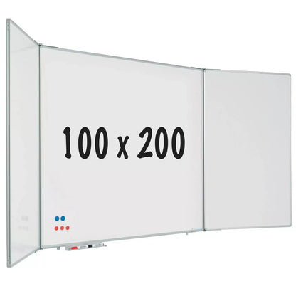 Vijfzijdig whiteboard RC10 profiel Carey - Magnetisch - Emaille staal - Wit - 100x200cm Whiteboards