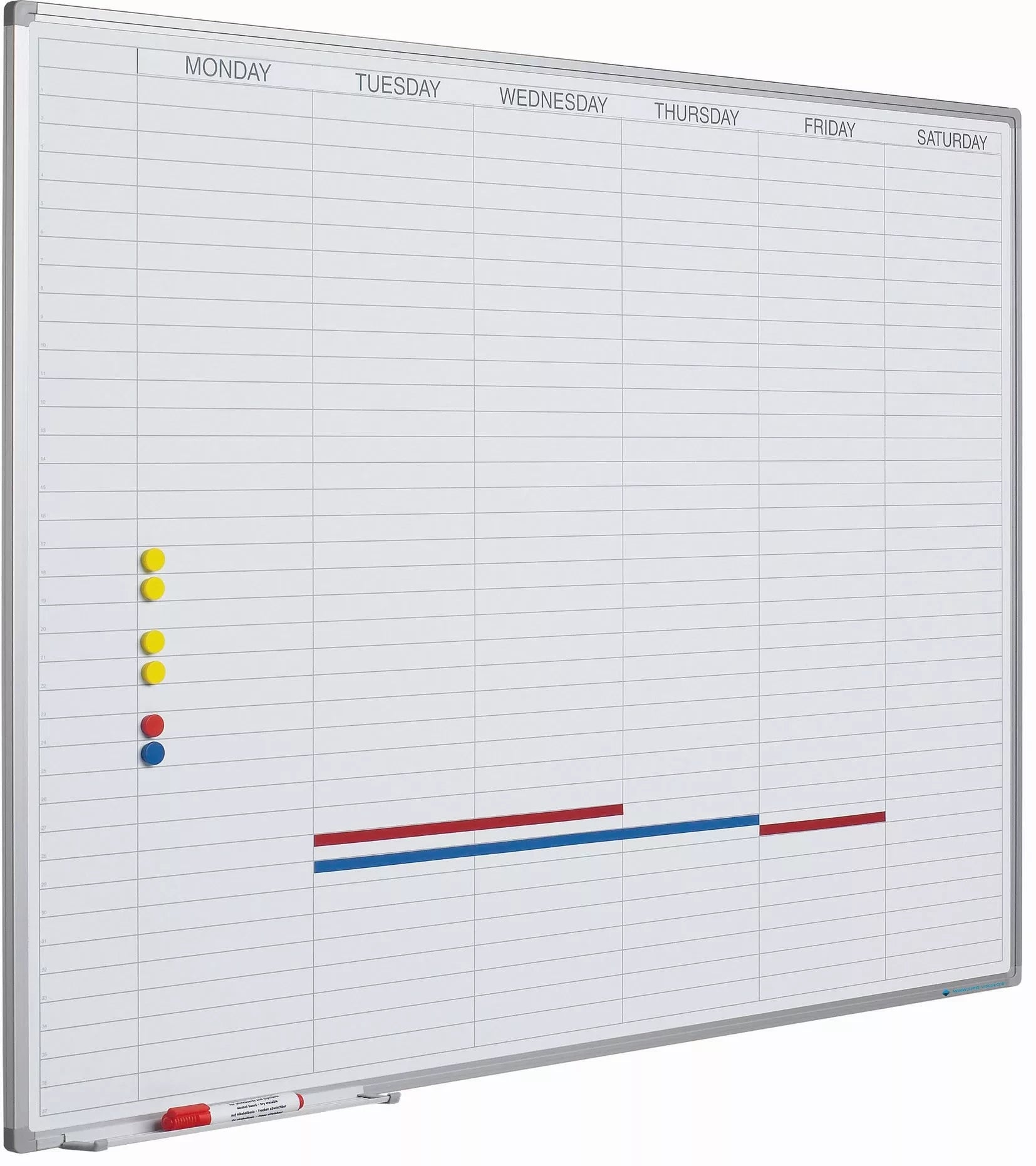 Whiteboard Deluxe Alice - Emaille staal - Weekplanner - Maandplanner - Jaarplanner - Magnetisch - Wit - Engels - 90x120cm Planbord