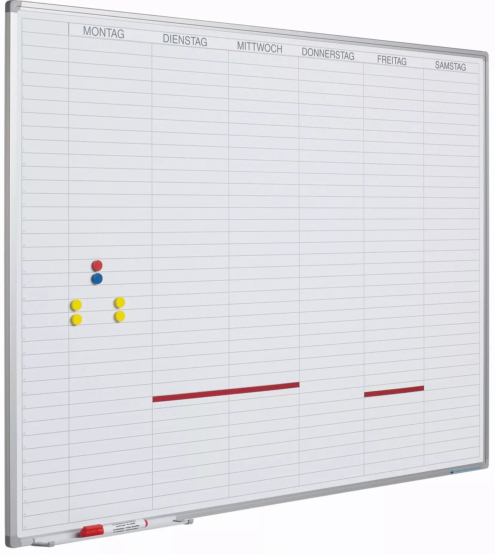 Whiteboard Deluxe Constance - Duits - Emaille staal - Weekplanner - Maandplanner - Jaarplanner - Magnetisch - Wit - 90x120cm Planbord