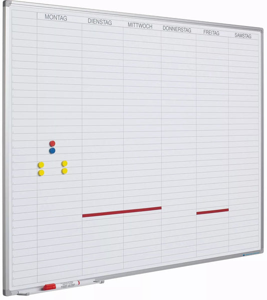 Whiteboard Deluxe Constance - Duits - Emaille staal - Weekplanner - Maandplanner - Jaarplanner - Magnetisch - Wit - 90x120cm Planbord