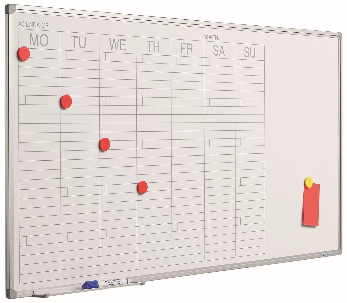 Whiteboard Deluxe Maude - Emaille staal - Weekplanner - Maandplanner - Jaarplanner - Magnetisch - Wit - Engels - 60x120cm Planbord