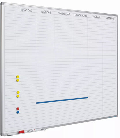 Whiteboard Deluxe Vincent - Emaille staal - Weekplanner - Maandplanner - Jaarplanner - Magnetisch - Wit - Nederlands - 90x120cm Planbord