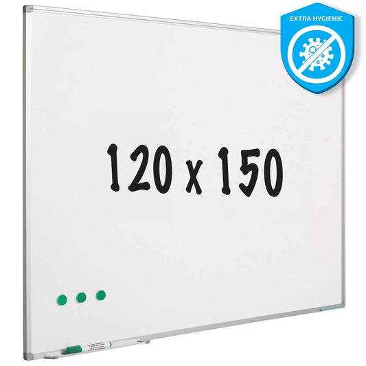 Whiteboard Extra Hygiënisch Lenny - Emaille staal - Magnetisch - Wit - 120x150cm Whiteboards