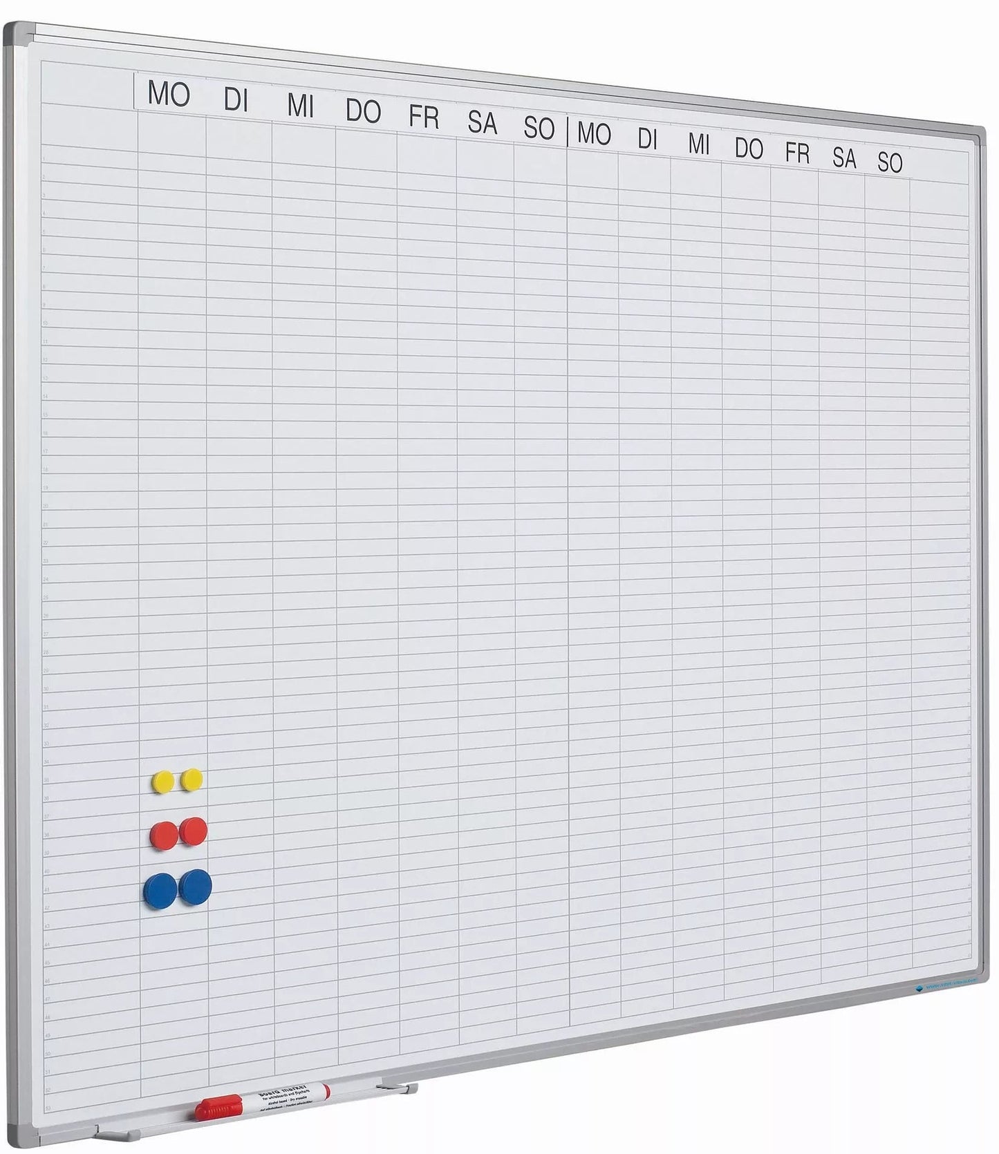 Whiteboard PRO Randolph - Emaille staal - Weekplanner - Maandplanner - Jaarplanner - Magnetisch - Wit - Duits - 90x120cm Planbord